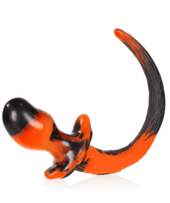 BULLDOG, puppy tail buttplug, ORANGE SWIRL, Large